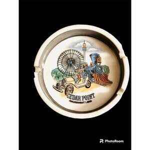 Cedar Point Amusement Land Park Personal Round Ashtray Ceramic 4.5” Vintage